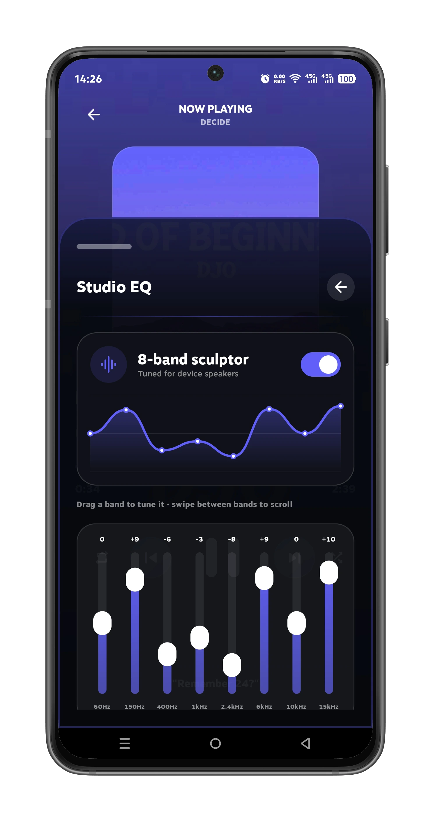 Studio Equalizer and 8D Audio Controls
